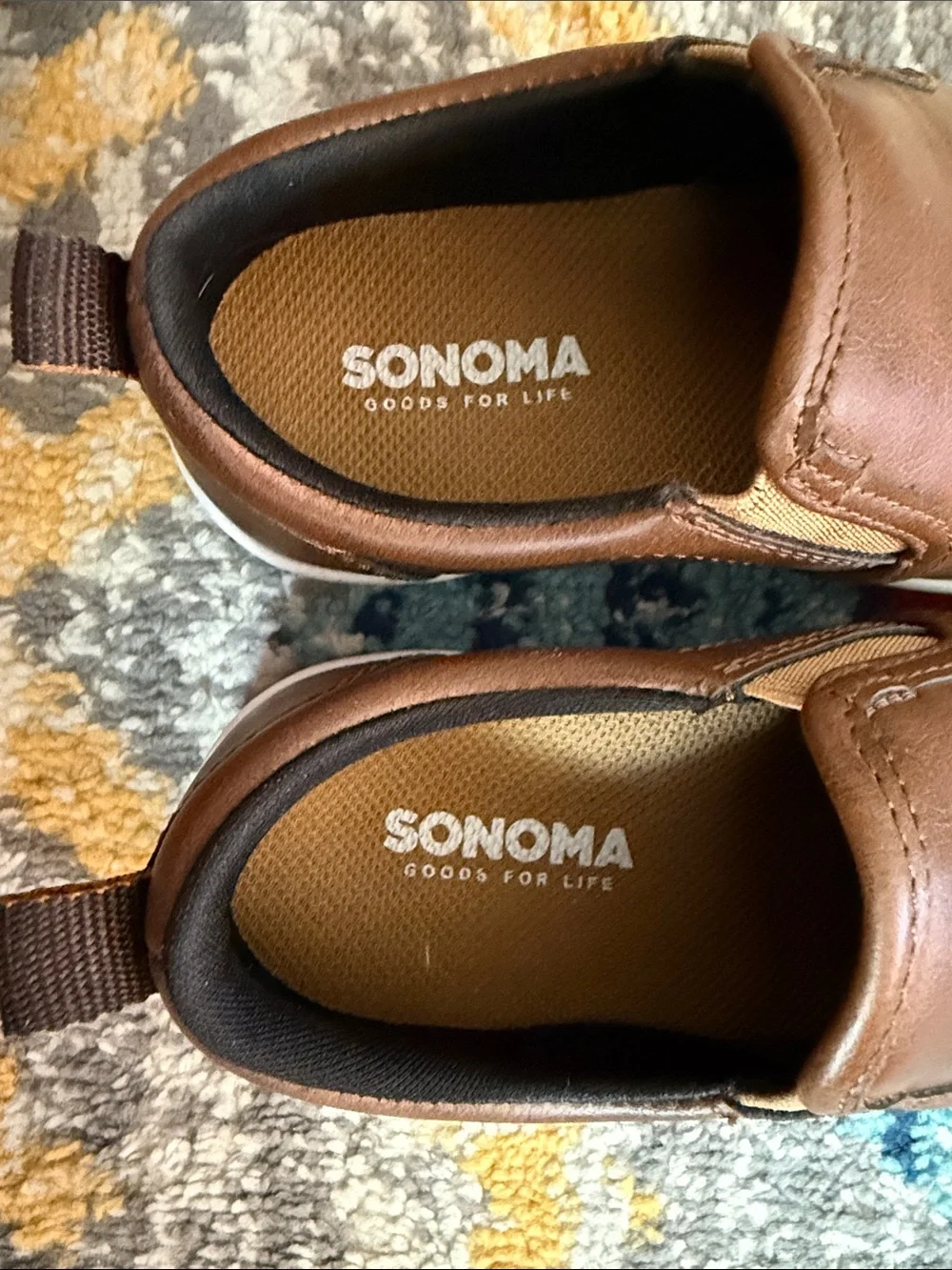 Sonoma Boys Size 13 Slip-On Casual Shoes — Brown with White Sole